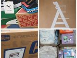 many different pictures of a box of shoes and a pair of shoes
