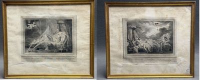 D'après FRAGONARD: Deux gravures encadrées: Les jets d'eau.