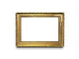 un cadre photo doré sur fond blanc, avec un fond blanc