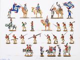 de nombreuses figurines de soldats arborant des drapeaux