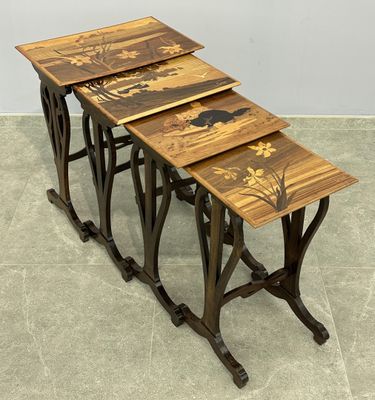 Emile GALLE (1846-1904). Série de quatre tables gigognes aux…