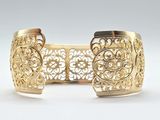 gold filigree cuff bracelet with filigree and filigree design