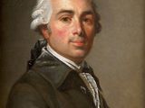 an old painting of a man with white hair and a black jacket