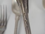 a close up of a fork and a spoon on a table