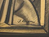 drawing of a painting of a sailboat in a frame with a name written on it