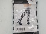 black and white striped tights with high heels in a bag