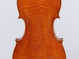 an old violin with a wooden back and a white background