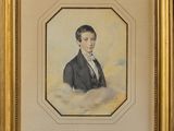 portrait of a man in a suit and tie in a gold frame