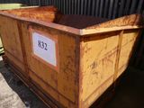 a large wooden box with a number on it
