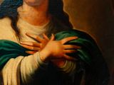 an image of a painting of a woman with a green shaw around her neck