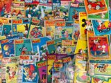 a lot of cartoon books on the table