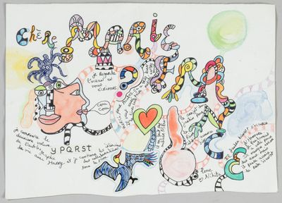 a drawing of a group of people on a white sheet