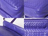 two photos of a purple purse with a matching strap and a matching purse with a matching strap