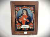 an image of a painting of a woman holding a flower