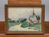 an image of a picture of a painting on a wooden table