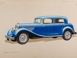 dessin d'une voiture bleue avec une bande noire sur le côté