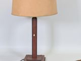 a lamp that has a cane and a lamp shade on it