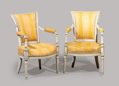 pair of louis xvi style painted armchairs