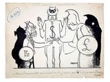 cartoon drawing of a group of people standing around each other