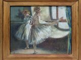 tableau représentant deux ballerines devant un miroir près d'une fenêtre