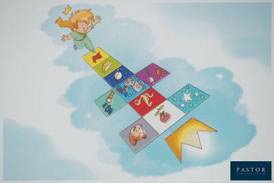 an image of a cartoon picture of a kid flying through the sky