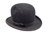 a black hat with a bow on it on a white background