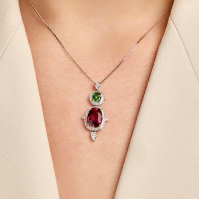 Pendentif Grenat Tsavorite ET Diamants