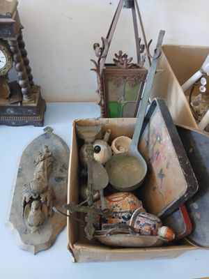 a box full of assorted items on a table