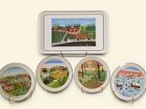 quatre sous-verres ornés d'images d'une ville