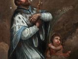 an image of a painting of a man holding a child
