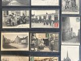 an old black and white photo of a bunch of old postcards