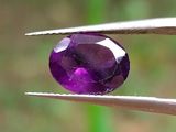 une personne tenant une pince ornée d'une pierre précieuse violette