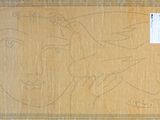 a picture of a drawing of a horse on a piece of wood