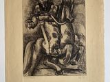 un dessin en noir et blanc représentant un homme à cheval