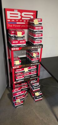 a table with a bunch of boxes on top of it