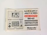 a game and watch game screen on the back of the instruction manual