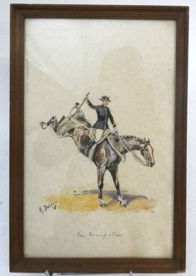 peinture d'un homme à cheval avec un lasset à la main