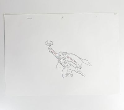 Marvel Comics, d'après Jack Kirby Thor Dessin à la mine de plomb et cr - Photo 1