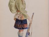 une image représentant un dessin d'un homme en kilt, armé d'un fusil
