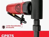 the image shows a close up of a red and black air drill