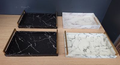 Lot de 4 plateaux revêtement PU imitaiton marbre LEWONDR, di…