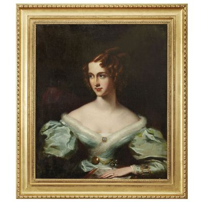 Ecole Anglaise Vers 1830 Portait DE Femme A LA Robe Verte ET…