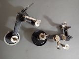 a pair of wheels that are attached to a skateboard