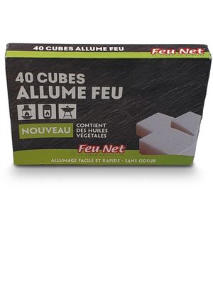 FEU NET - 40 cubes allume-feu - Huiles végétales - Sans odeu…