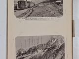 an old book with two pictures of a train going down the tracks