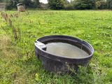 un seau d'eau posé au milieu d'un champ
