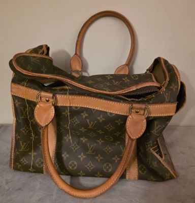Sac à main Louis Vuitton en cuir marron et beige clair