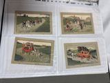 four pictures of a horse drawn carriage in a book