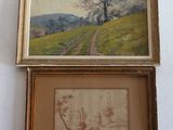 deux photos encadrées représentant un arbre et un chemin dans un champ