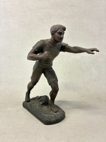 Henri FUGERE (1872-1944). « Boxeur » en régule. H34 cm
